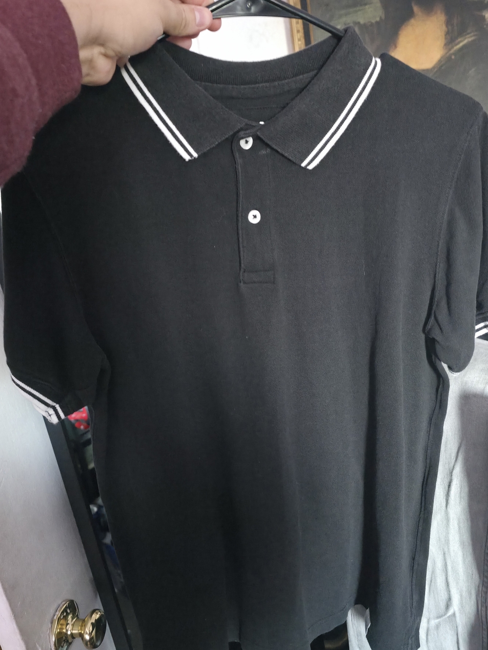 Pull&Bear Black Polo with White Trim
